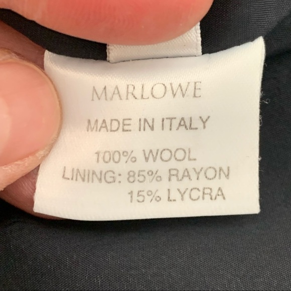 MARLOWE Made in Italy Wool Tailored Suiting Dress Round Neck Grey Short Sleeve - Picture 5 of 16